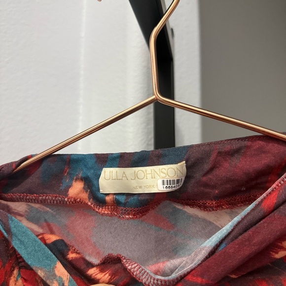 Ulla Johnson Livia Midi Dress Size Small Red Bohemian Print High Neck Red Blue - Picture 4 of 10